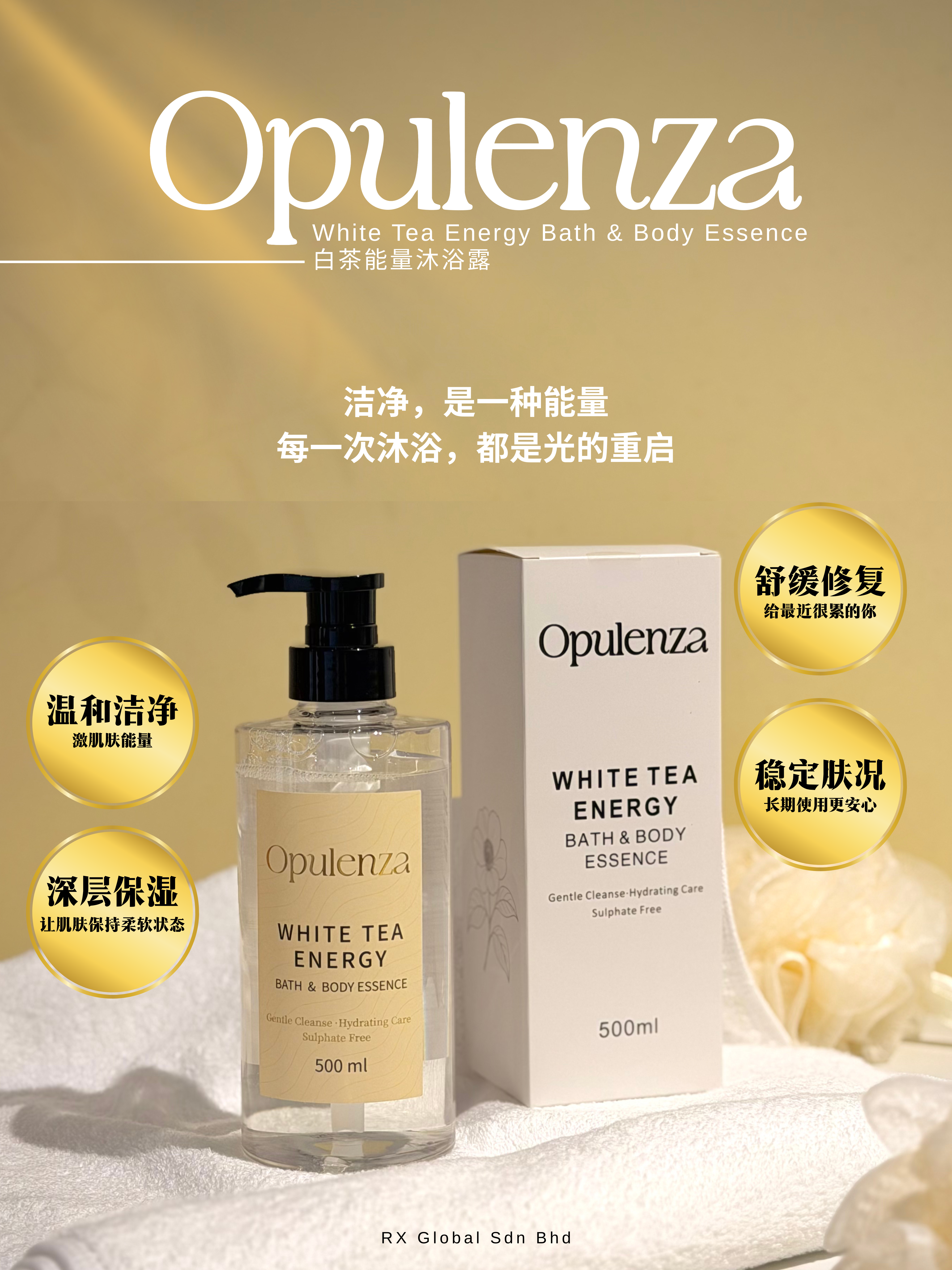 OPULENZA WHITE TEA ENERGY BATH & BODY ESSENCE